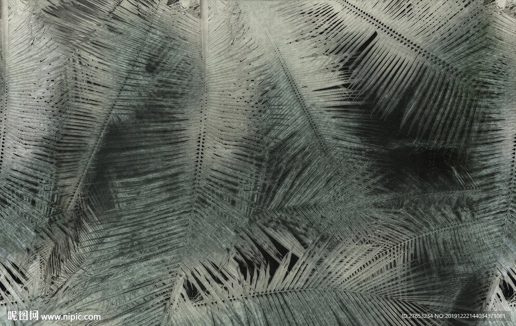 棕榈芭蕉叶热带雨林西洋画