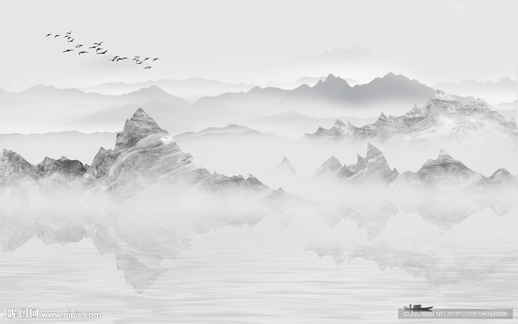 现代山水新水墨画 TIF分层