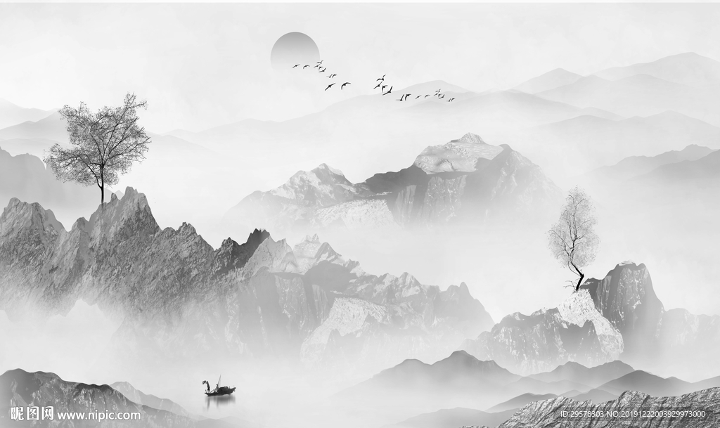 极品山水新水墨画 TIF分层