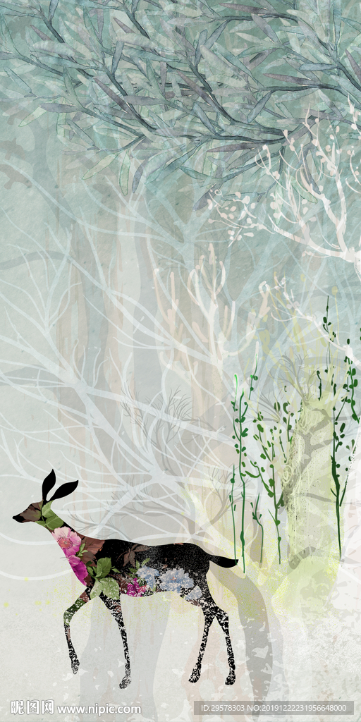 手绘 最新玄关挂画 TIF分层