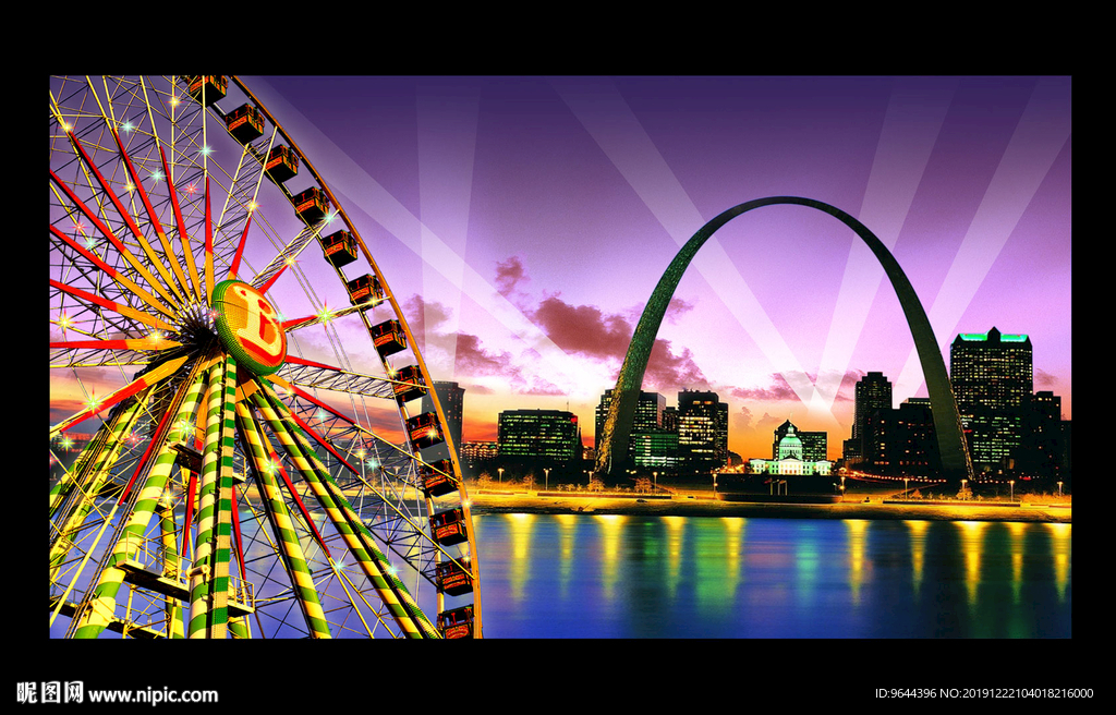 城市夜景摩天轮