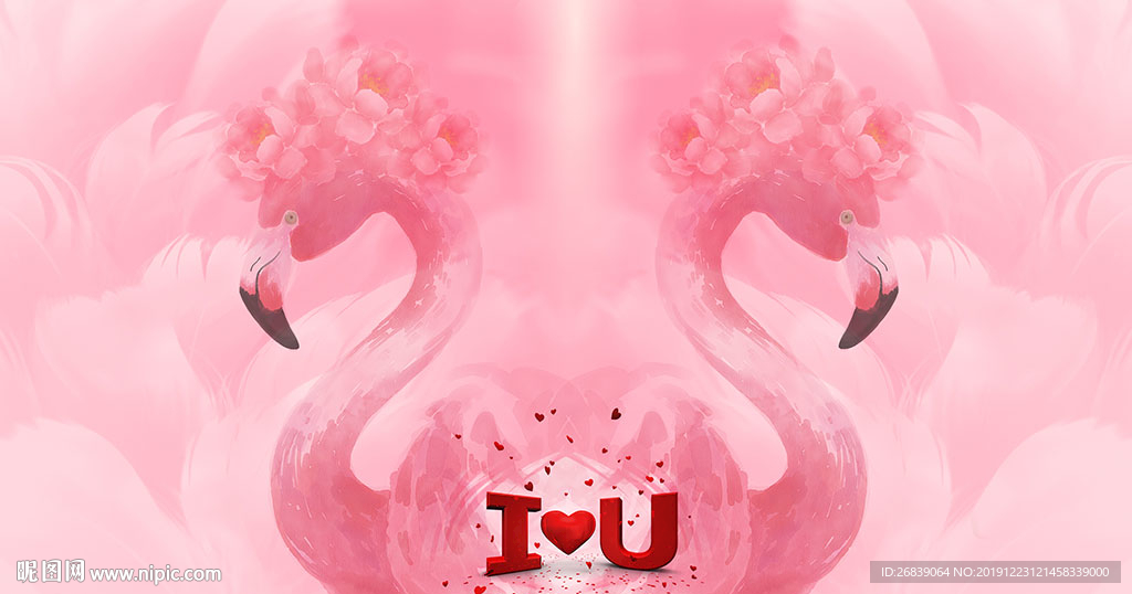 网红火烈鸟背景墙