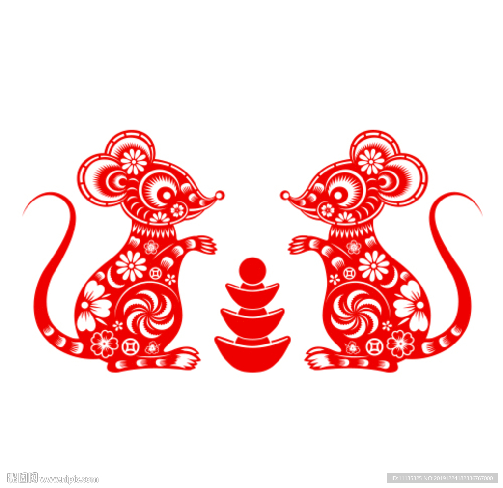 老鼠剪纸鼠年窗花