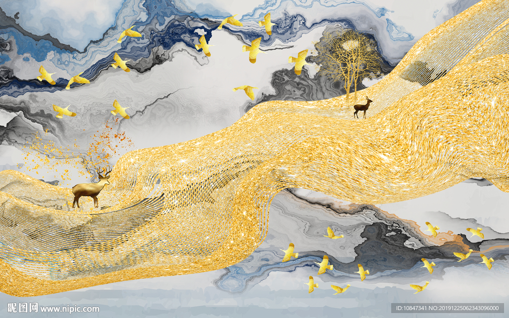 抽象山水画高端画 TIF分层