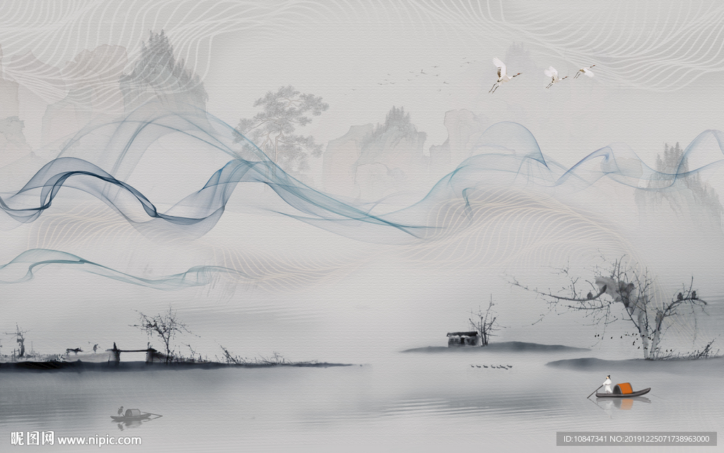 中式 山水画高端画 TIF分层