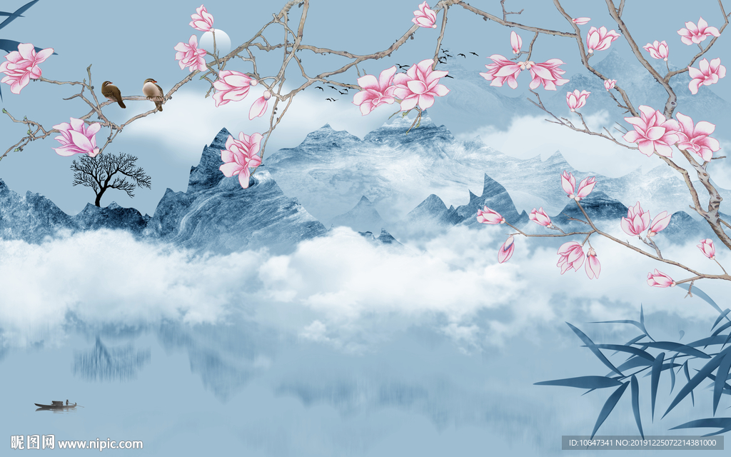 花鸟山水画高端画 TIF分层