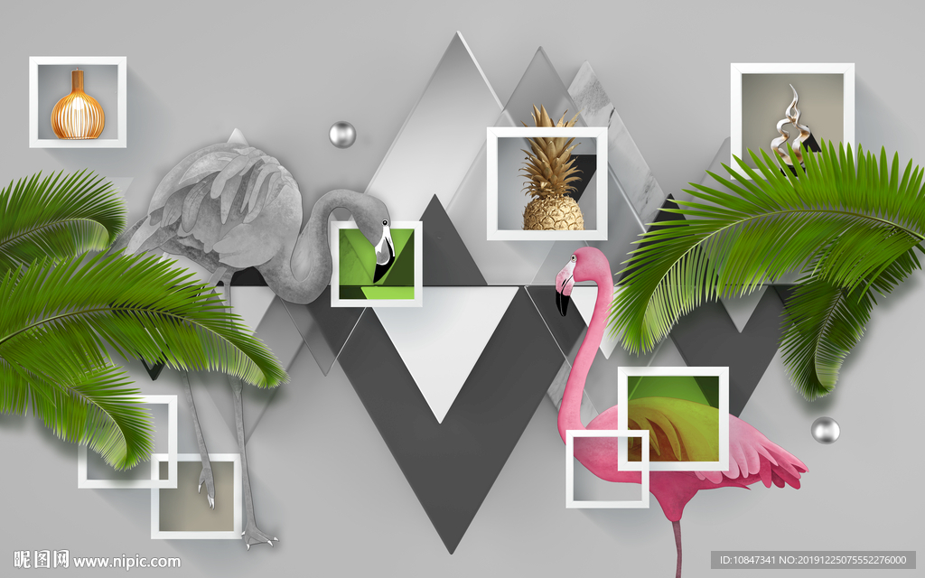 火烈鸟大气装饰画 TIF分层