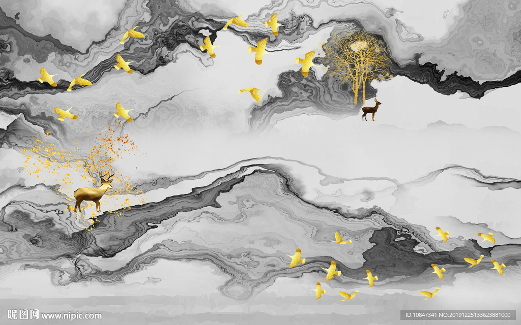 中式 山水水墨国画 TIF分层