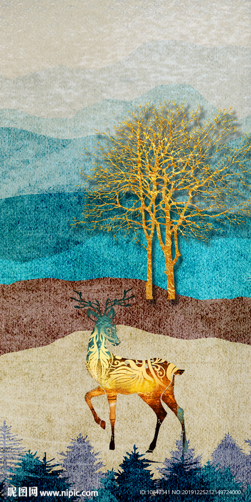 欧式新山水背景画 TIF分层