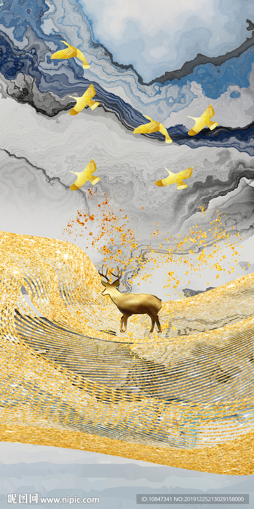 金色现代新装饰画 TIF分层