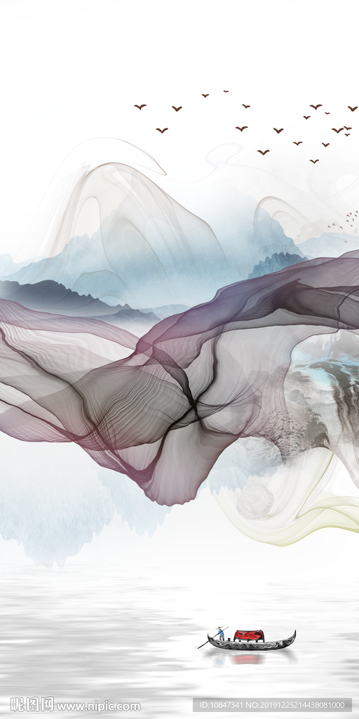 奢华新山水背景画 TIF分层