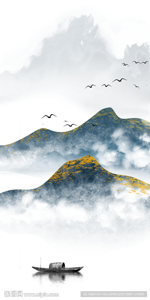 线条新山水背景画 TIF分层