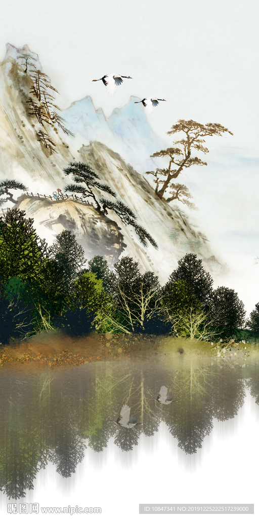 中式 新山水背景画 TIF分层