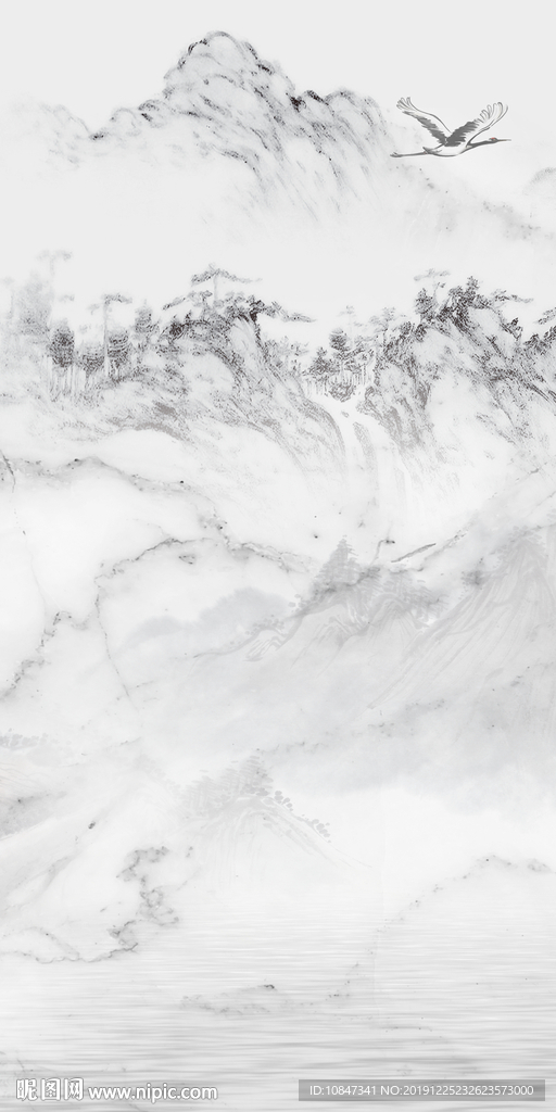 创意爵士白山水画 TIF分层