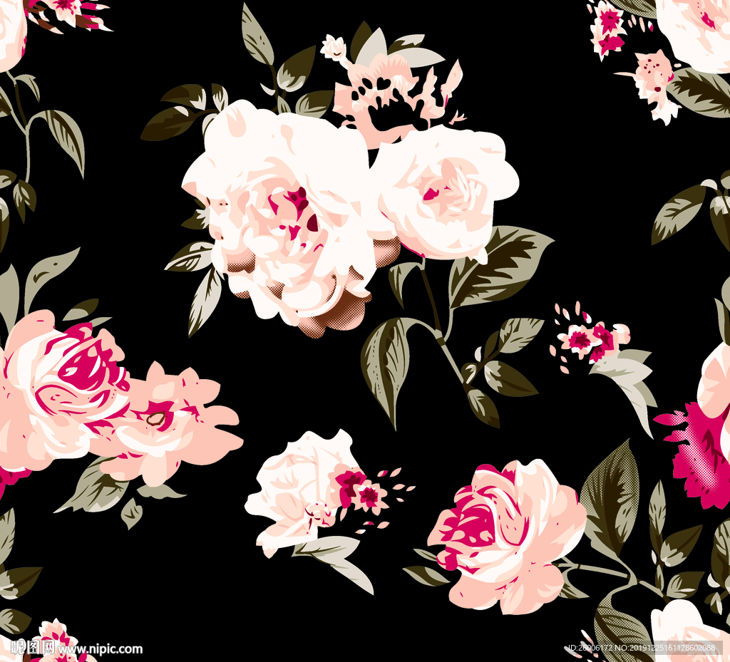 数码印花 大牌 复古小花