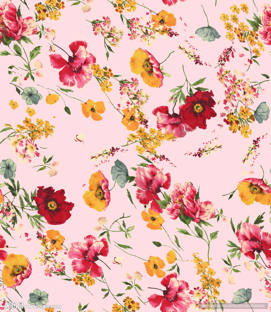 数码印花 大牌 复古小花