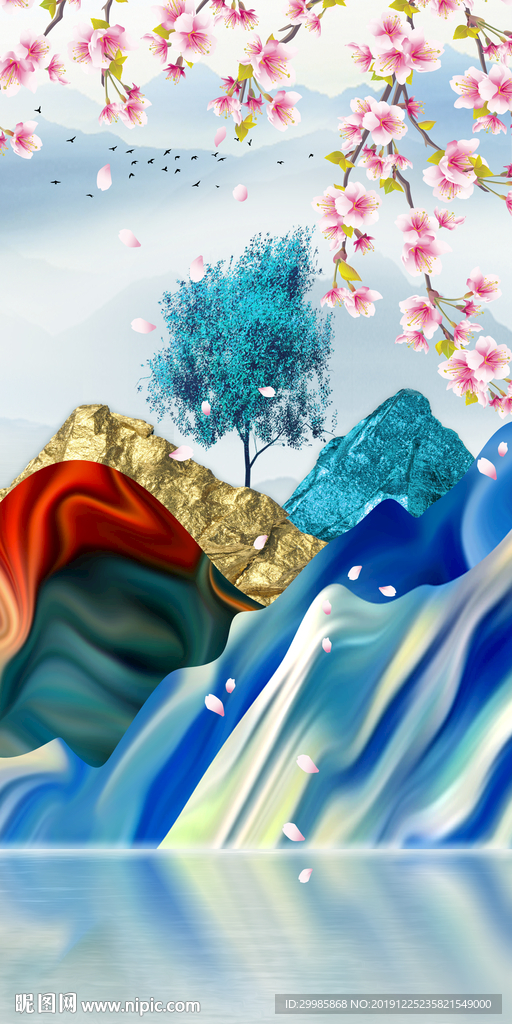 现代高端山水画 tif分层