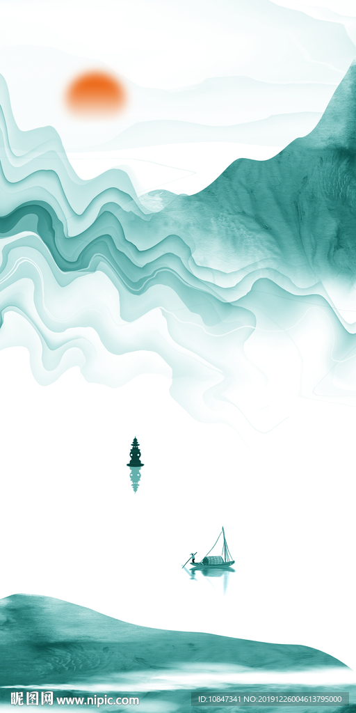 酒店新山水风景画 TIF分层