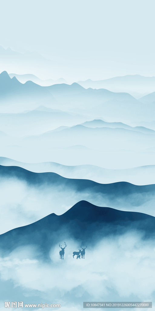 复古新山水风景画 TIF分层