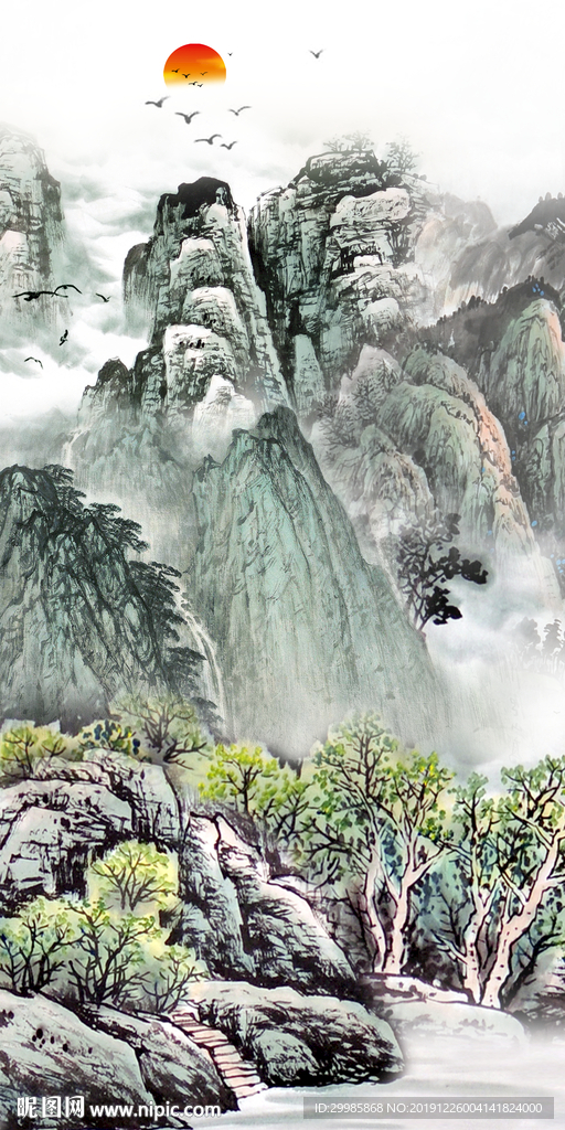 新中式山水高清画 tif分层