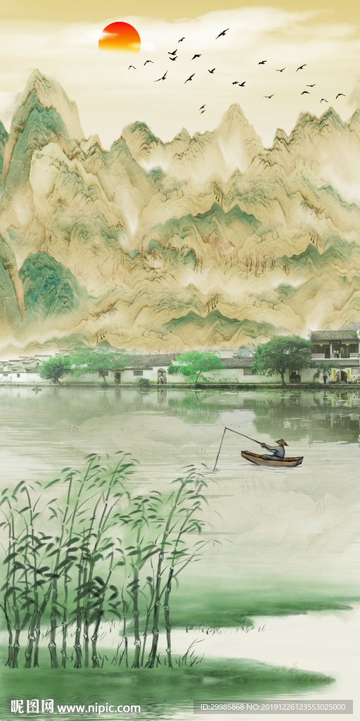 国画高端山水画 tif分层