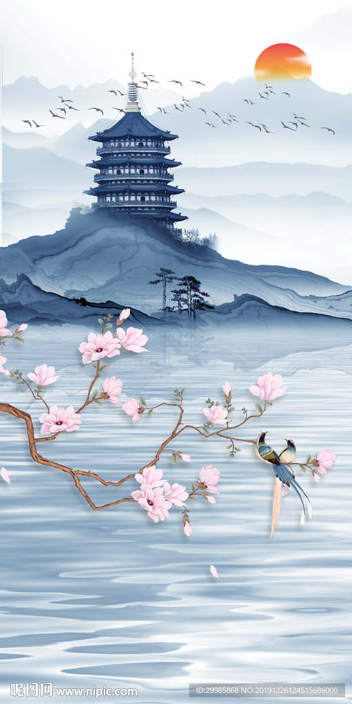 新中式高端山水画 tif分层