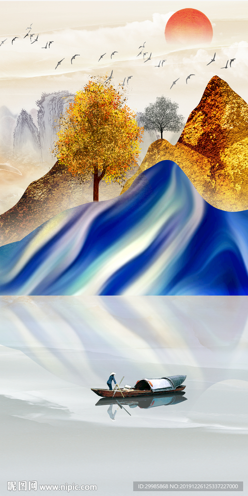 玄关 高端山水画 tif分层