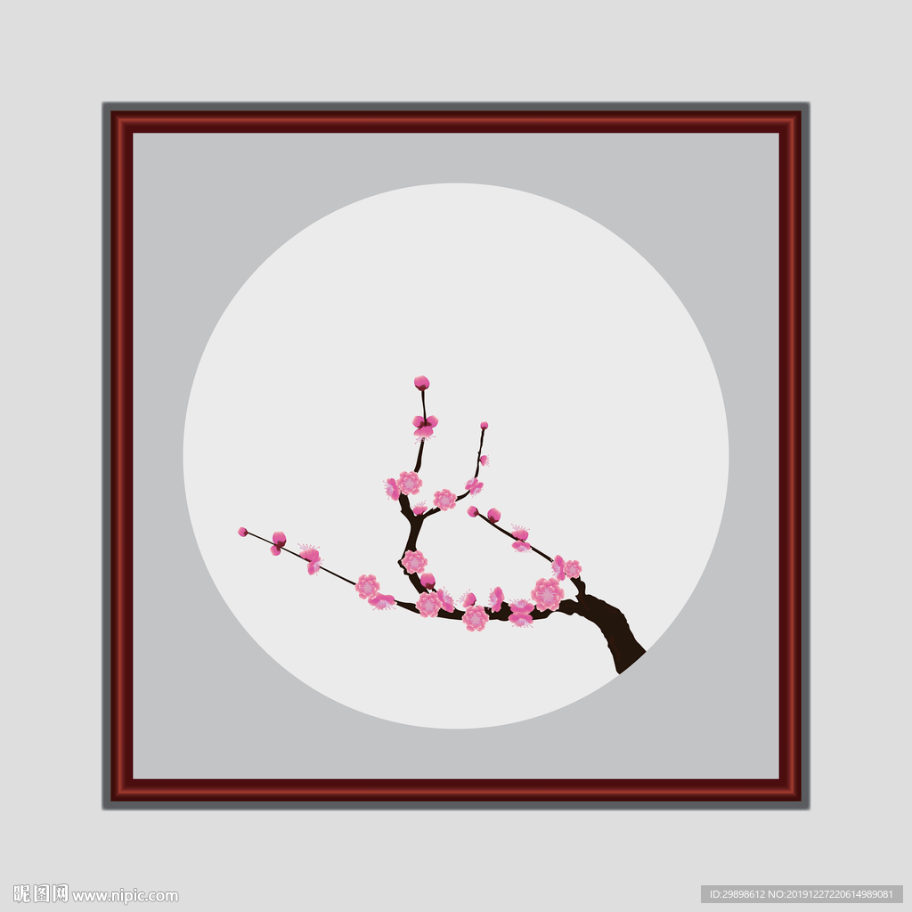 矢量图背景素材方形边框梅花图
