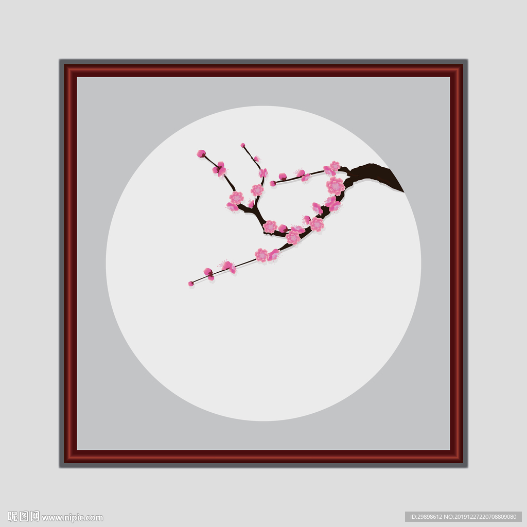 矢量图背景素材方形边框梅花图