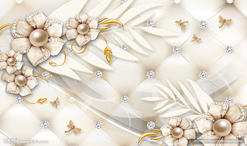 现代时尚奢华珠宝浪漫客厅背景墙