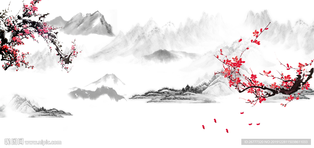 高清水墨绘画风景画