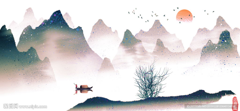 高清水墨绘画风景画