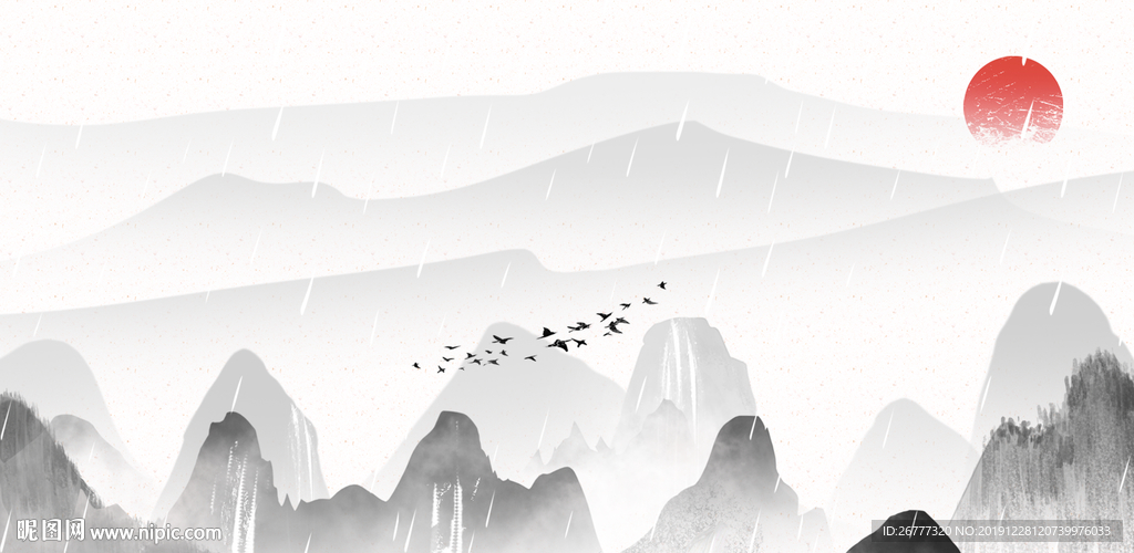 高清水墨绘画风景画