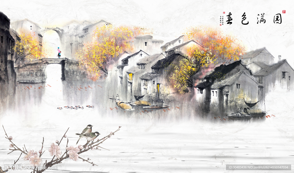 江南春色满园背景