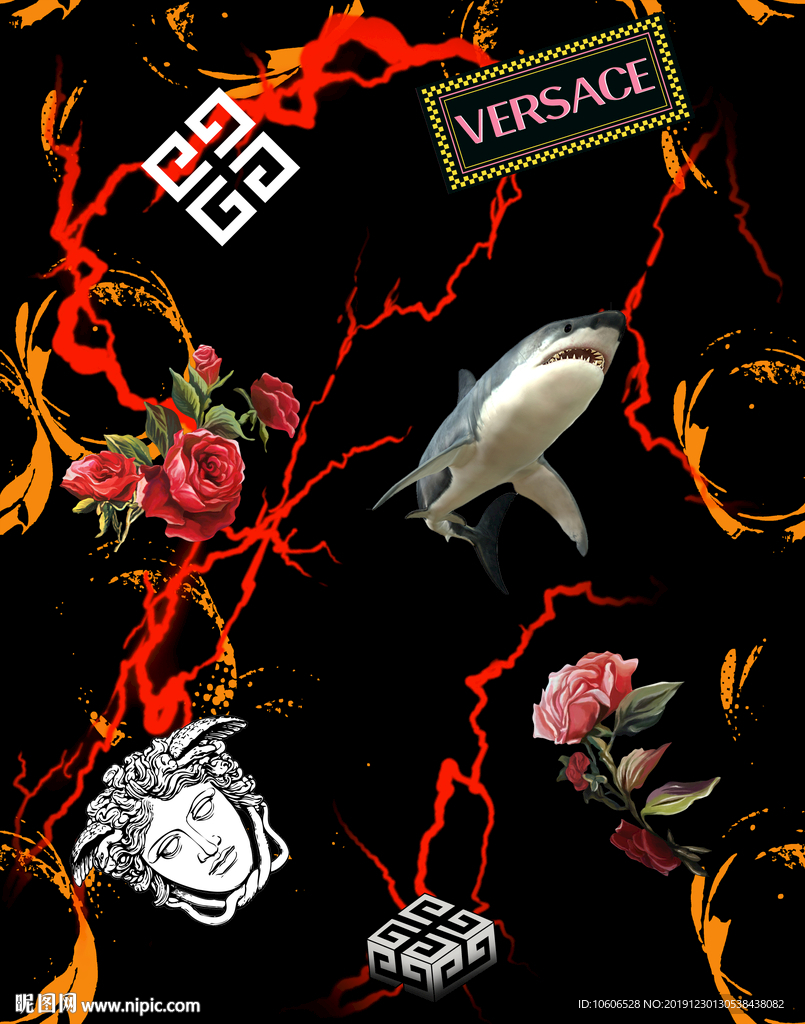 潮牌男装数码印花设计图案