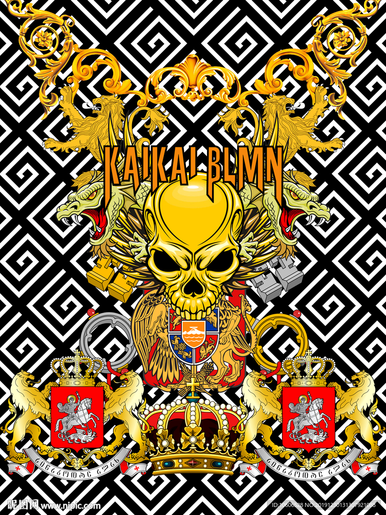 潮牌男装数码印花设计图案