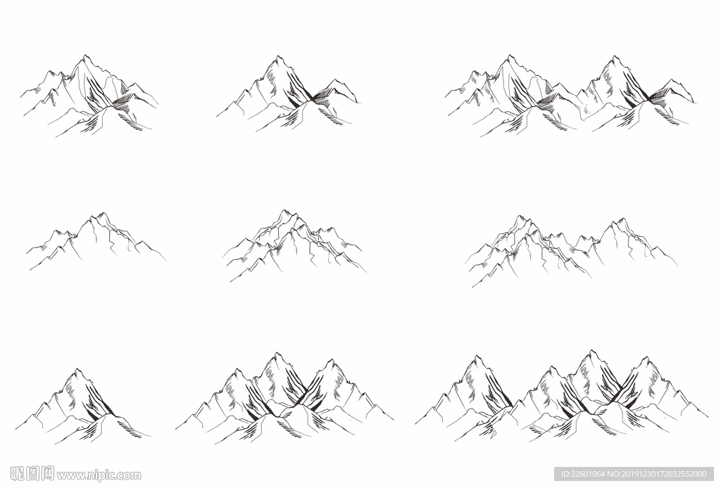 山峰山脉系列图案设计矢量图