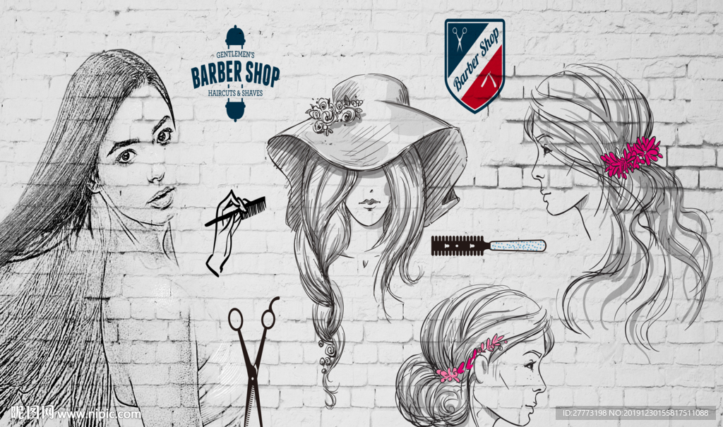 美发店美发壁画