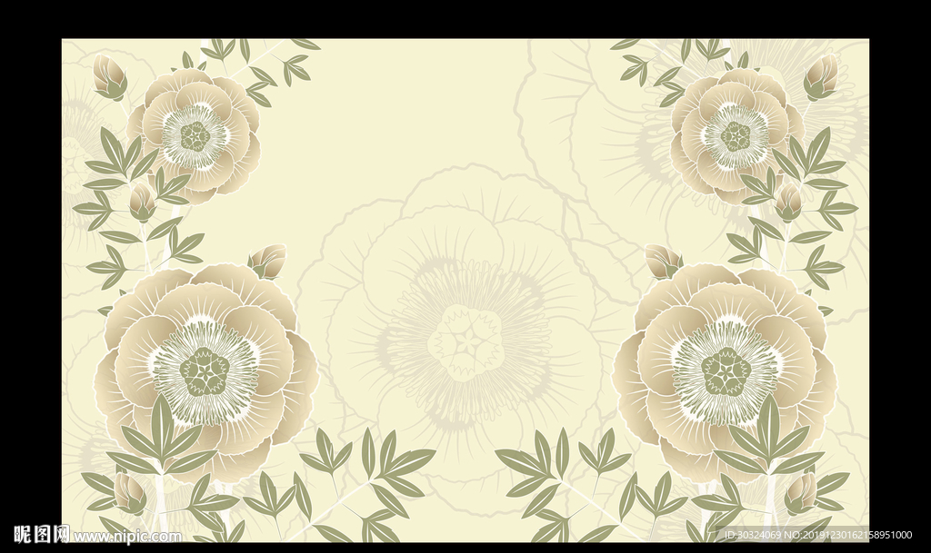 素雅花朵电视背景墙