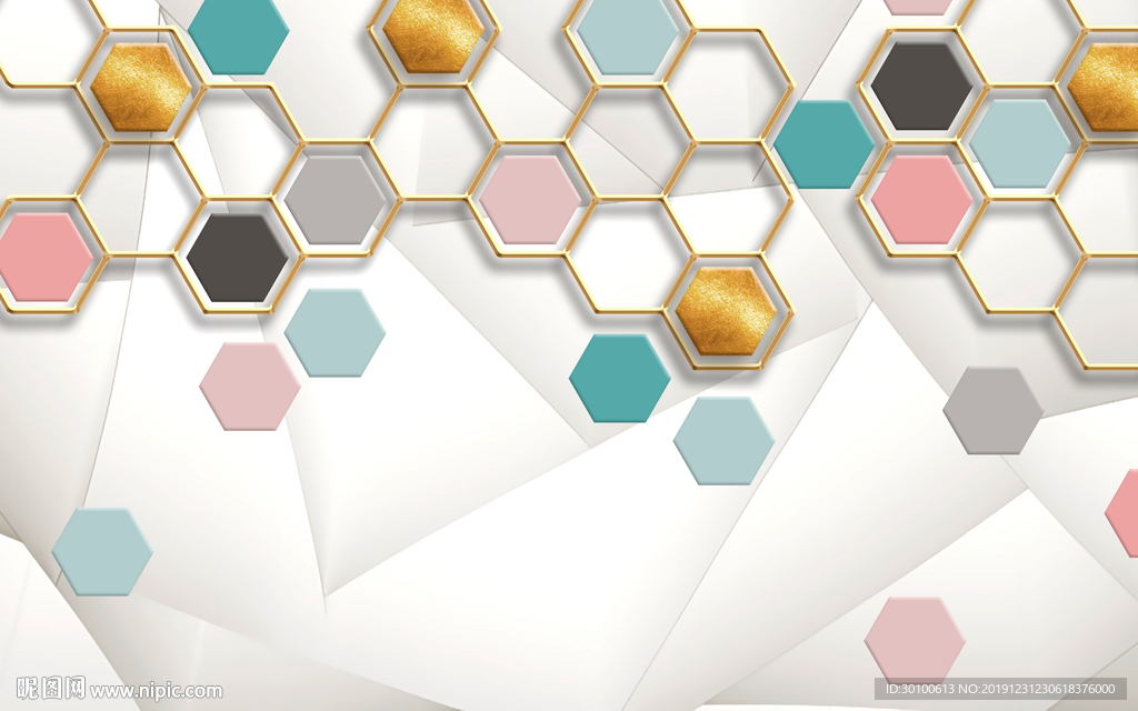 六角形简欧 装饰画 TIF分层