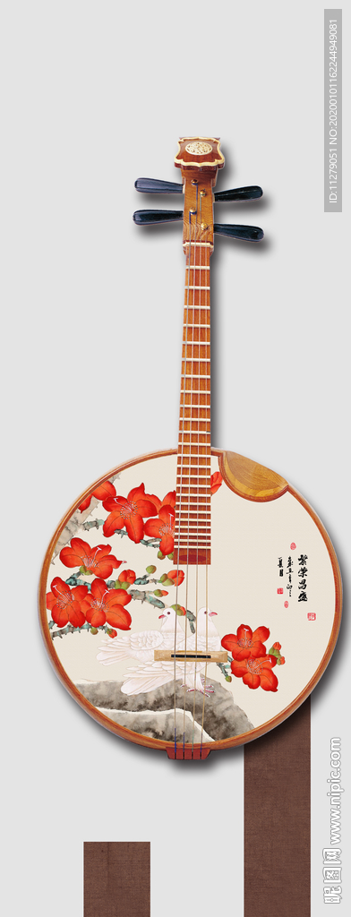 琵琶花鸟装饰画