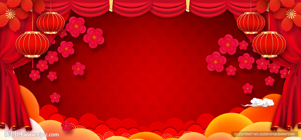 喜庆气氛的红色大气背景 红色海