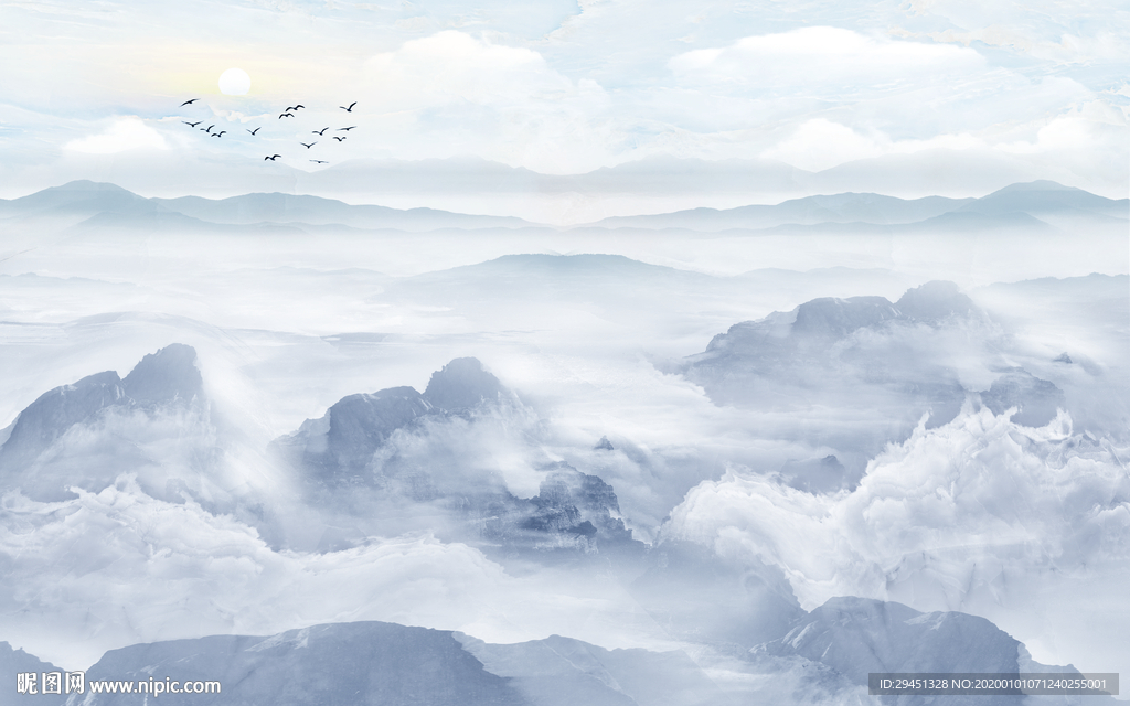 远山山水高档挂画 TIF分层