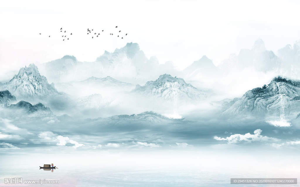 山水高档挂画 TIF分层