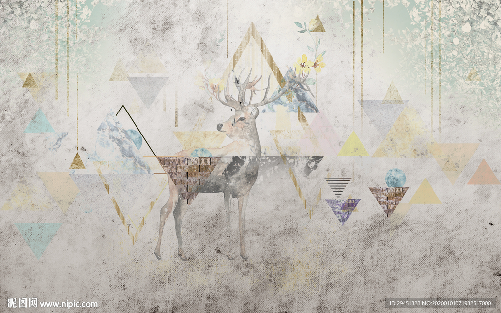 高清麋鹿装饰背景 TIF分层