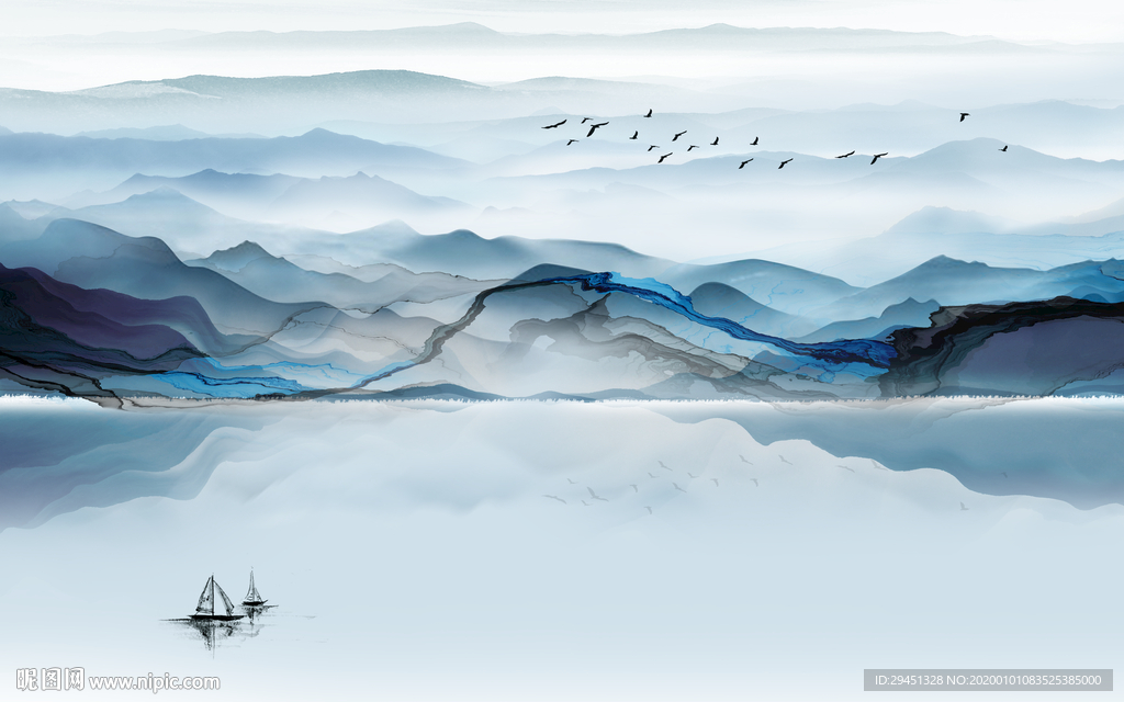 奢华山水中国风画 TIF分层