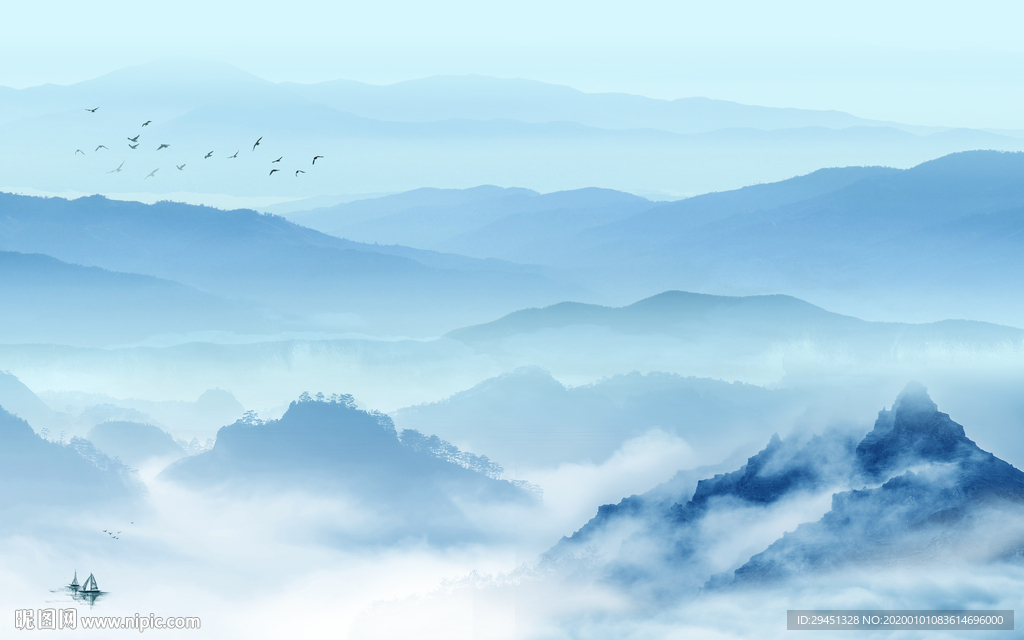 高档 山水高档挂画 TIF分层