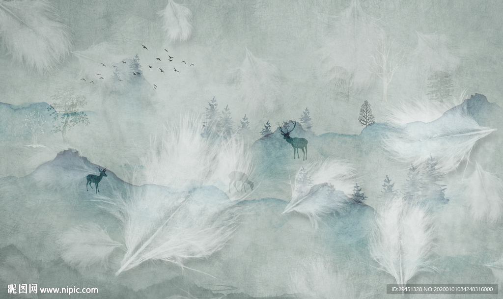 羽毛电视装饰背景 TIF分层