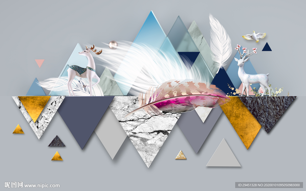 立体几何装饰背景 TIF分层