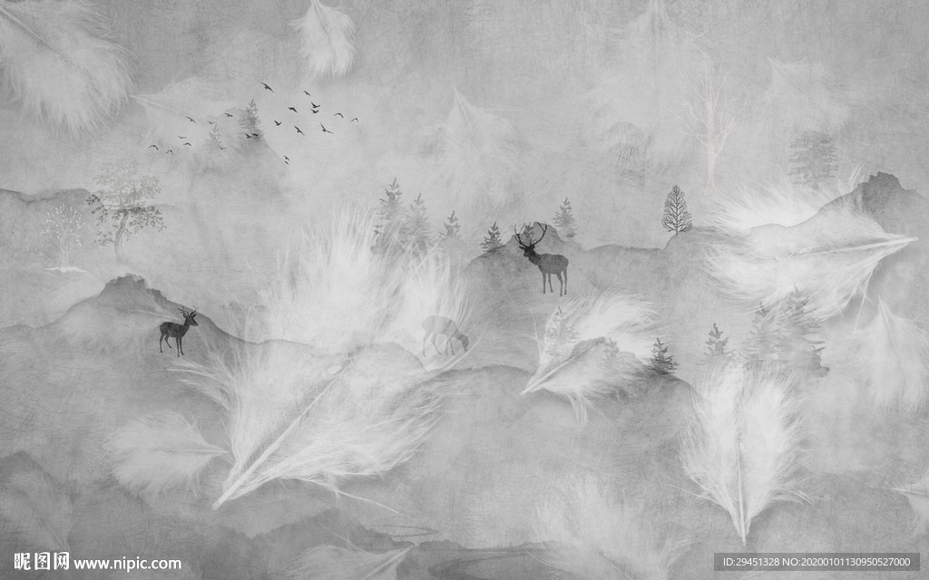 羽毛电视装饰背景 TIF分层